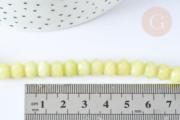 Perle Rondelle jade teinté 8x6mm, création bijoux pierre, le fil de 38cm, X1 (G7660)