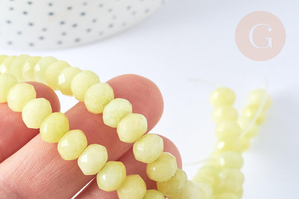 Perle Rondelle jade teinté 8x6mm, création bijoux pierre, le fil de 38cm, X1 (G7660)