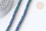 Perle Rondelle jaspe sésame teintée facettée bleu foncé 6x4mm, pierre naturelle, le fil de 38cm (G7874)