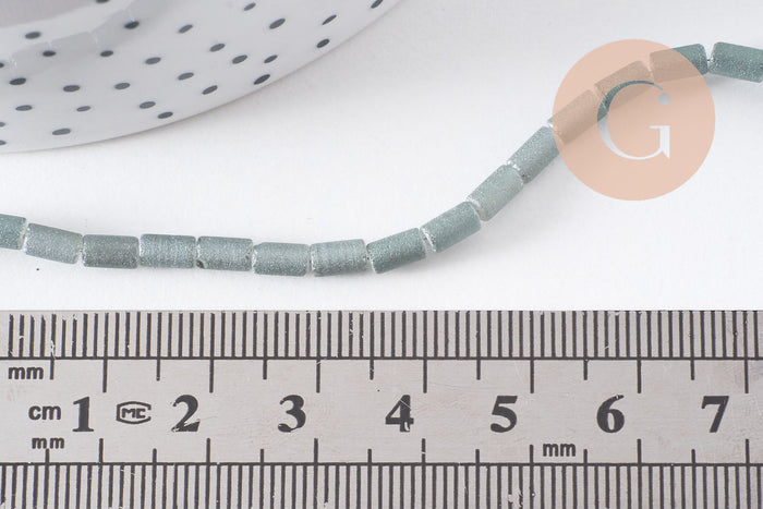 Perle Tube verre mat métallisé, des perles originales pour créer des bijoux fantaisie DIY, 5x3mm, x1 fil 49.9cm, (G5035)