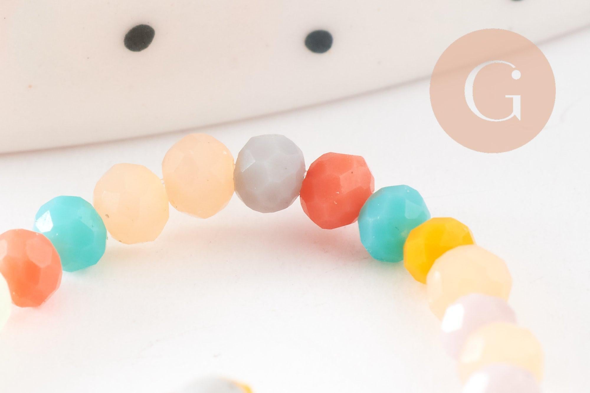 Perle abacus cristal multicolore opaque, Perles verre ,3x2.5mm, le fil de 42cm, x1 (G4423)