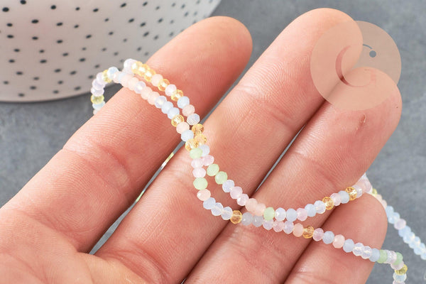 Perle abacus cristal pastel multicolore opaque, perles bijoux, perle abacus, perle cristal,Perles verre ,3x2.5mm,fil de 190 perles, x1 (G7217)