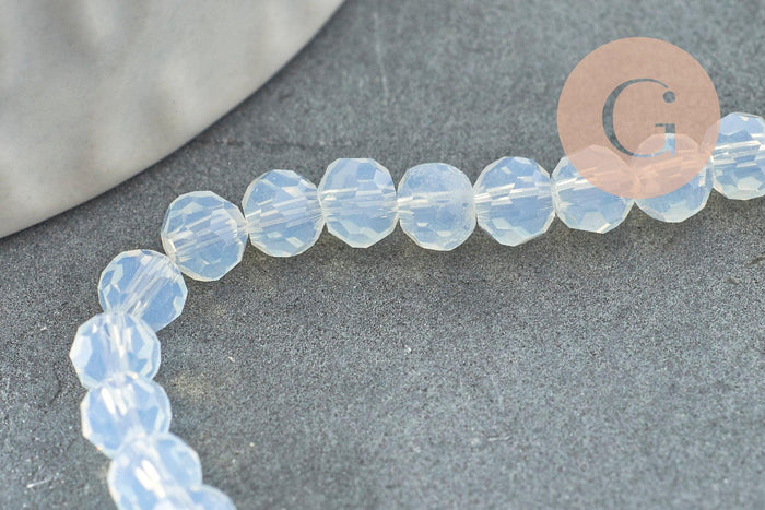 Perle abacus jade blanc, perle jade,pierre, pierre, jade facette,4x2mm,fil 35cm, x1 (G3630)