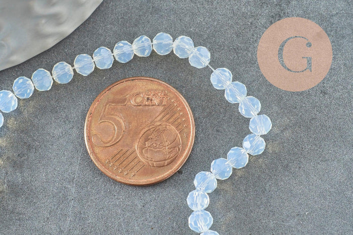 Perle abacus jade blanc, perle jade,pierre, pierre, jade facette,4x2mm,fil 35cm, x1 (G3630)