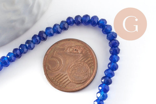 Perle abacus jade bleu nuit,perle jade,pierre naturelle,jade naturel, 4x2mm, fil 36 mm, x1 (G1186)