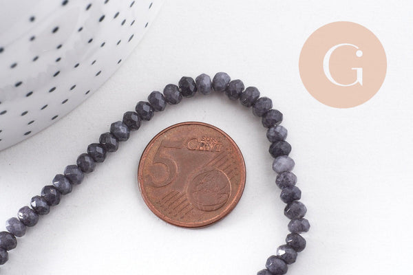 Perle abacus jade gris, fourniture créative, perle jade, pierre naturelle, jade naturel, pierre, facette, jade, 4x2mm, fil 34.5 cm (G6890)