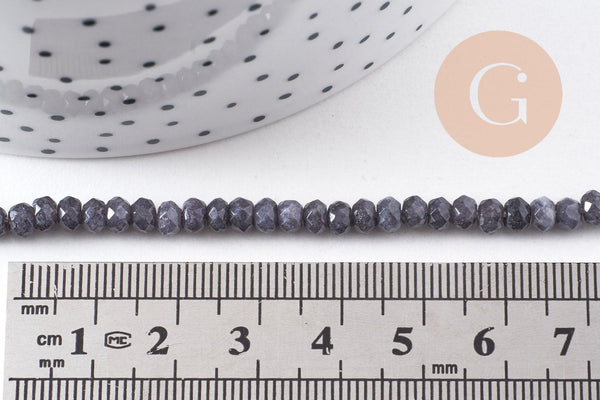 Perle abacus jade gris, fourniture créative, perle jade, pierre naturelle, jade naturel, pierre, facette, jade, 4x2mm, fil 34.5 cm (G6890)