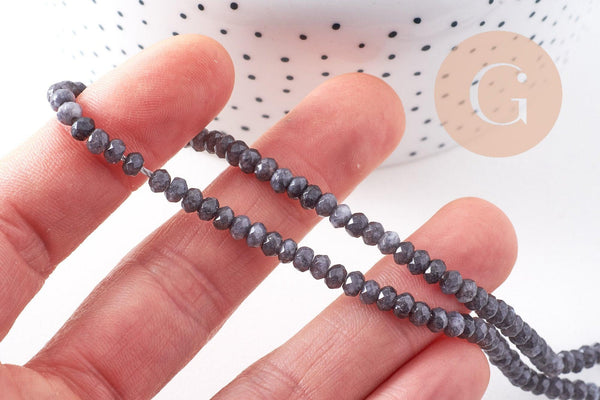 Perle abacus jade gris, fourniture créative, perle jade, pierre naturelle, jade naturel, pierre, facette, jade, 4x2mm, fil 34.5 cm (G6890)