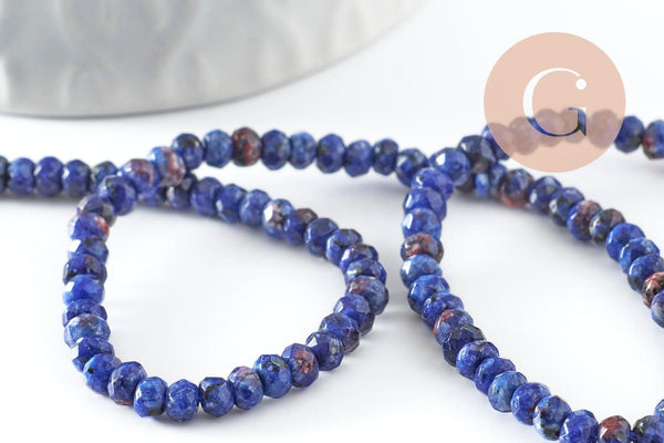 Perle abacus jade naturel bleu marbré 4x2mm,fil de 35 cm, x1 (G3227)