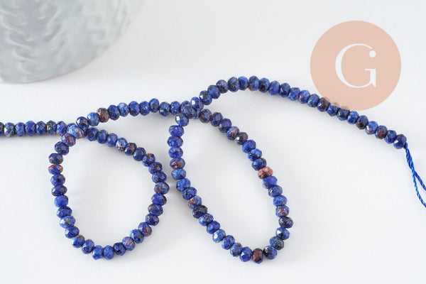 Perle abacus jade naturel bleu marbré 4x2mm,fil de 35 cm, x1 (G3227)