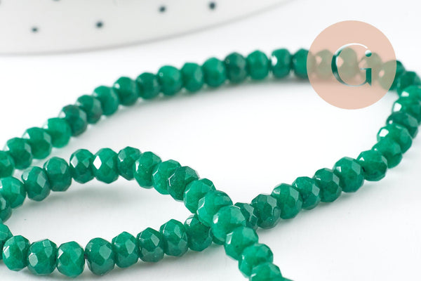 Perle abacus jade naturel rondelle vert foncé 4x2mm, fil de 36cm, x1 (G3665)