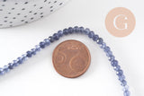 Perle abacus jade naturel teinté bleu facetté, x1 fil de 35 cm (G9651)