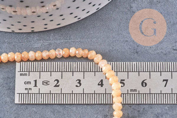 Perle abacus jade naturel teinté orange 4x2mm, x1 fil de 35cm (G2698)