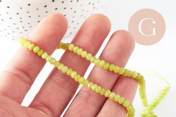 Perle abacus jade naturel vert clair 4x2mm, x1 fil 35cm (G3002)