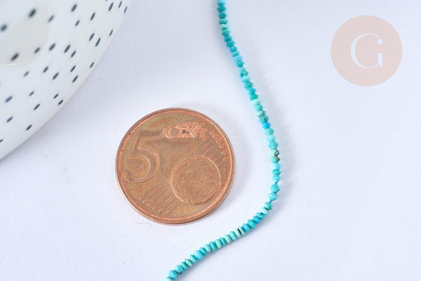 Perle abacus turquoise naturelle 1mm, x1 fil de 30cm (G7224)