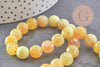 Perle agate feu rayée jaune, pierre naturelle, perle pierre ronde, 10mm, fil de 39cm, x1 (G2649)