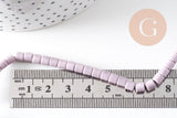 Perle agate heishi tube violet clair 4mm, perle agate naturelle, pierre naturelle, x1 fil de 100 perles (G5863)