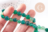 Perle agate nuggets verte, perle agate pierre naturelle,perle pour bijou pierre,10-15mm,fil de 40cm (G3803)