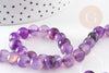 Perle agate rayée violet ronde agate pierre naturelle, fil de 45 perles environ ,8mm, x1 (G3669)