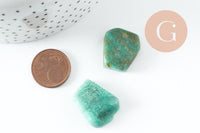 Perle amazonite turquoise naturel brute roulée,pierre naturelle, litotherapie, Chips amazonite, 18-25mm, X2 (G3670)