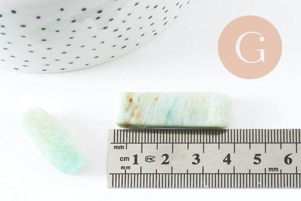 Perle amazonite turquoise naturel rectangle,pierre naturelle, litotherapie, Chips amazonite,17~53mm, X2 (G5194)