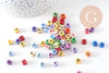 Perle carré Lettre Alphabet plastique multicolore,perle plastique, création bracelet mots,6mm, x 10gr (G1787)