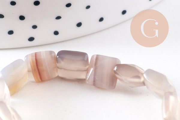 Perle carré agate grise naturelle 8-8.5mm,bijou pierre naturelle,agate naturel,perle pierre,x1 fil de 20-25 perles (G5878)