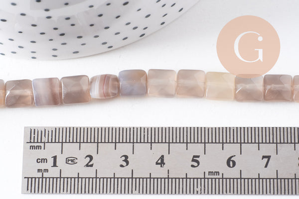 Perle carré agate grise naturelle 8-8.5mm,bijou pierre naturelle,agate naturel,perle pierre,x1 fil de 20-25 perles (G5878)