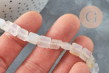 Perle carrée agate blanche naturelle 8-8.5mm,bijou pierre naturelle,le fil de 20cm, x1 (G5880)
