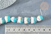 Perle chat porte-bonheur Porcelaine blanc turquoise 14mm, x5 (G8186)