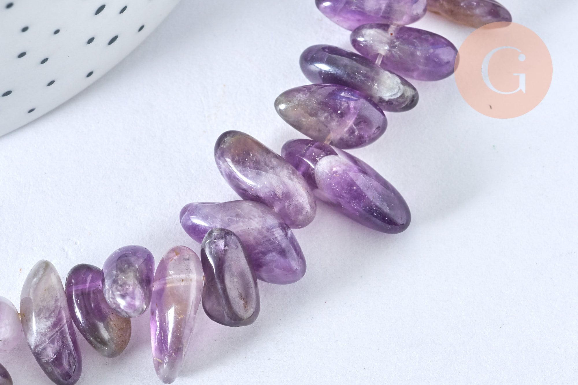 Perle chips amethyste violett 10-30mm, x1 de 39cm G5393