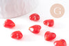 Perle coeur en verre rouge artisanal façon Murano 12mm, x10 (G10389)