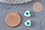 Perle coeur nacre blanche mauvais oeil 8.5-9mm ,x 10 (G1962)