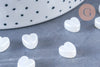 Perle coeur plastique blanc nacré 8mm , x 20 perles (G6439)