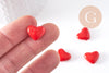 Perle coeur plastique rouge 12mm, x5 (G10405)