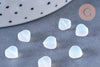 Perle coeur verre blanc irisé 6mm, des perles en verre pour création bijoux x10 (G6595)
