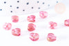 Perle coeur verre rouge irisé 6mm, des perles en verre, x10 (G6680)