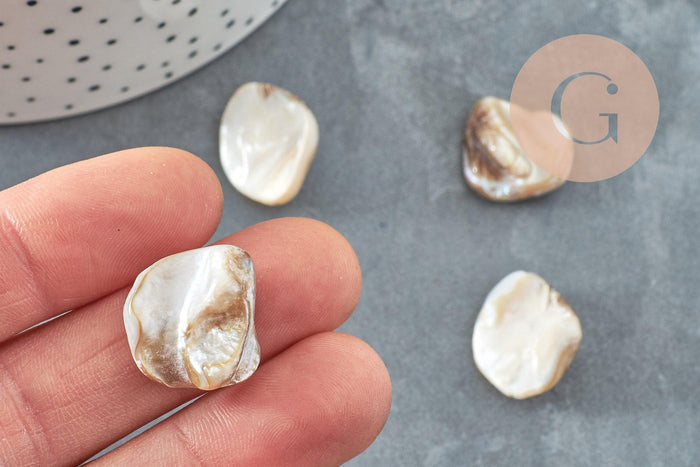 Perle coquillage naturel nacre nugget 18-22mm,x5 (G2650)