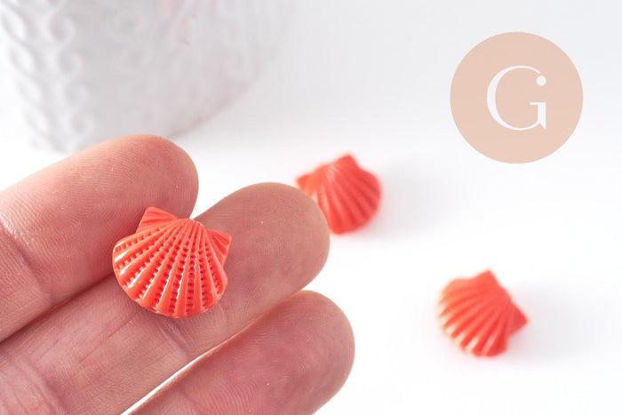 Perle coquillage résine rose imitation corail 16mm, x5 (G10343)