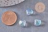Perle coquillage verre transparent bleu clair 10.5mm, perles verre tchèque, verre bleu, x10 perles (G4375)