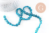Perle disque Mauvais Oeil Grecque verre bleu turquoise,perle verre chance, perle artisanale verre, 8mm,fil de 49 perles, x1 (G4516)