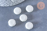 Perle porcelaine blanche, perle striées,perle céramique, céramique blanche, 15mm, x10 (G2571)