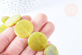 Perle disque jade naturel jaune 25mm,bijoux pierre naturelle, x5 G6466