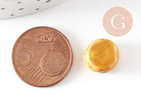 Perle disque porcelaine jaune moutarde 10-11mm, perle céramique artisanale, fabrication bijoux céramique x5 (G9345)