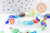 Perle disque verre millefiori 8mm,x1 fil de 35cm (G2804)