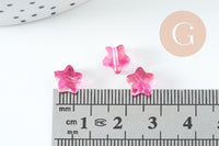 Perle étoile fuchsia poudre dorée imitation jade 8mm, x10 (G10723)