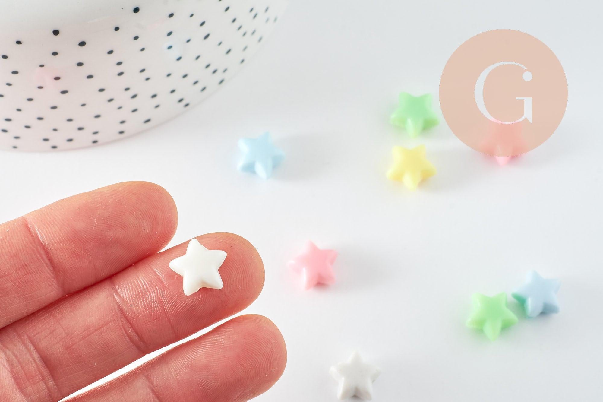 Perle étoile plastique multicolore plaste 11.5mm, x20 (G3374)