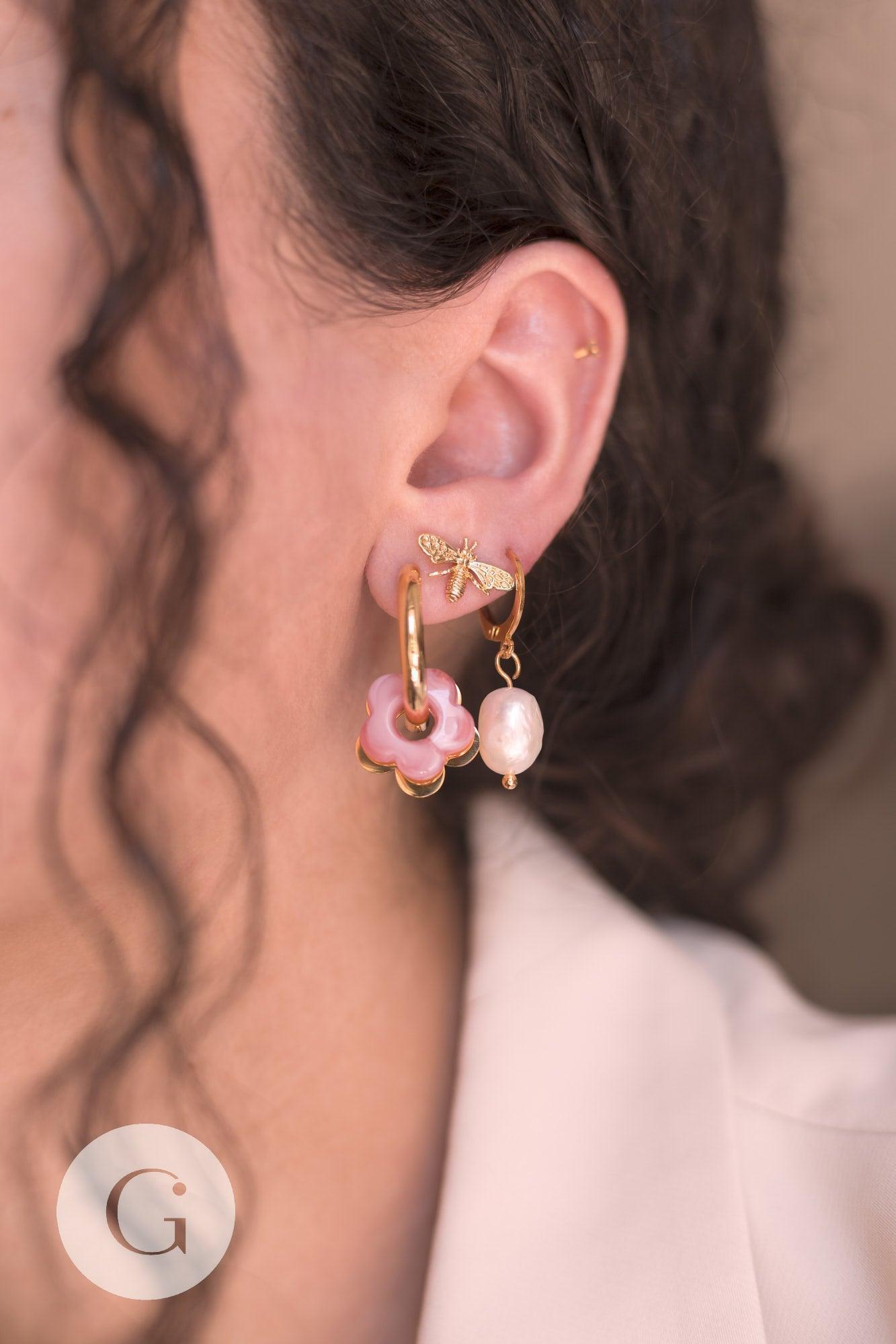 Perle fleur résine multicolore pour créole interchangeable 14.5mm, x20 (G10333)