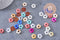 Perle fleur résine multicolore pour créole interchangeable 14.5mm, x20 (G10333)
