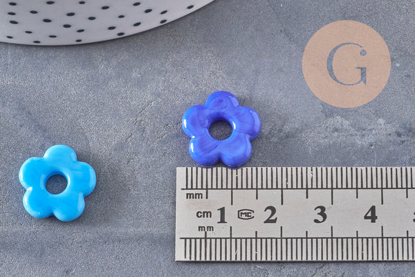 Perle fleur verre pour créole interchangeable 15.5mm, x1 (G11025)